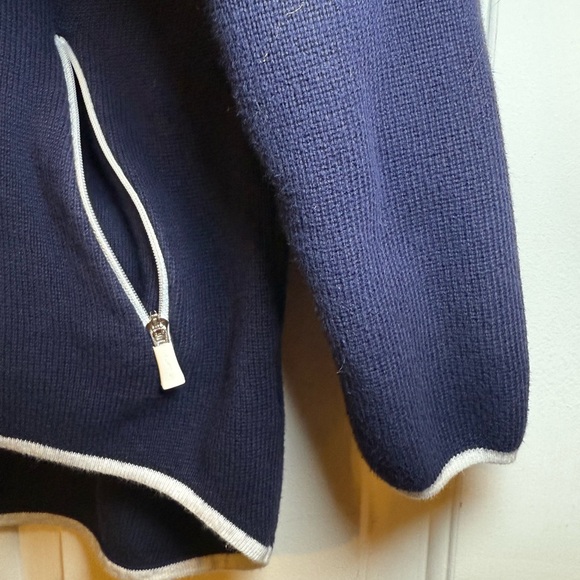 Lauren Active Ralph Lauren Navy Zip Hoodie Sweater White Contrast Large Cotton - Picture 7 of 10